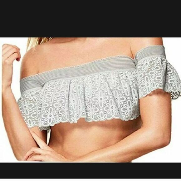 NWT Victoria Secret Lace Off The Shoulder Bralette - Grey - Picture 2 of 10